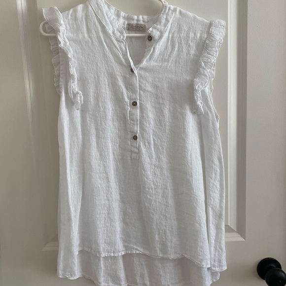 RUFFLE LINEN TOP - Picture 2 of 4